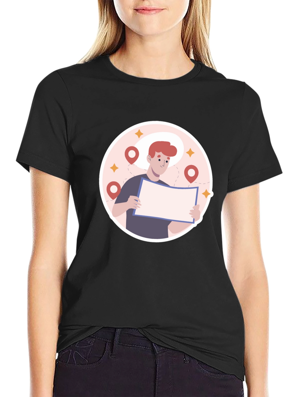 Black Graphic T-Shirt - Lost Traveler Design