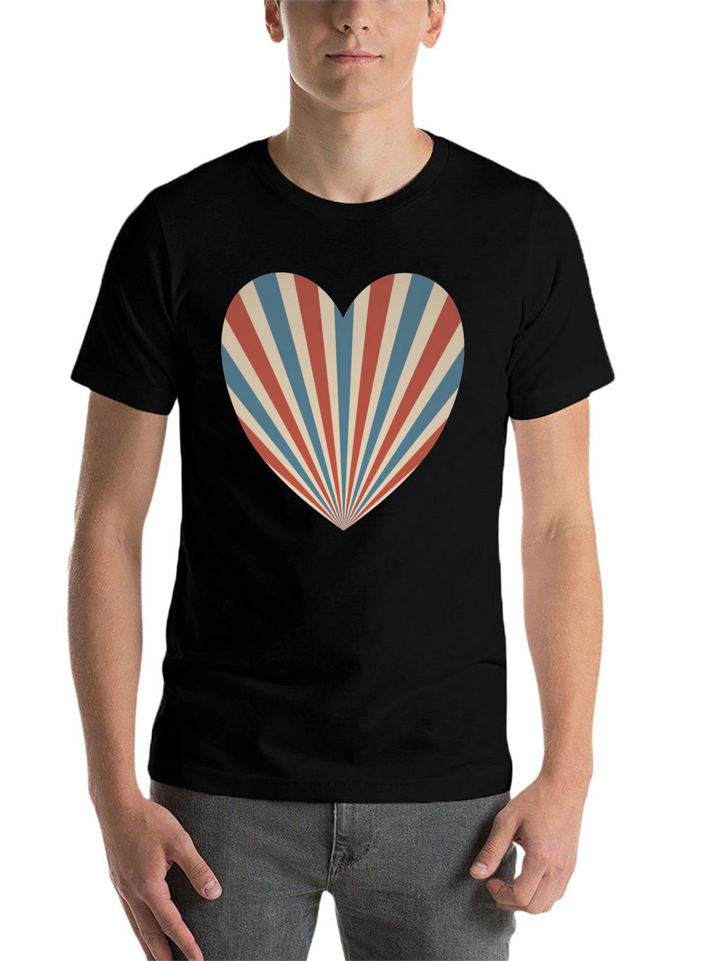 Retro Heart Ray Graphic Tee - Stylish Comfort