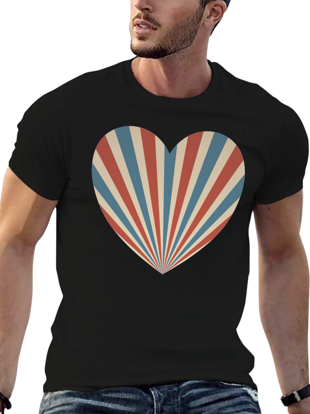 Retro Heart Ray Graphic Tee - Stylish Comfort