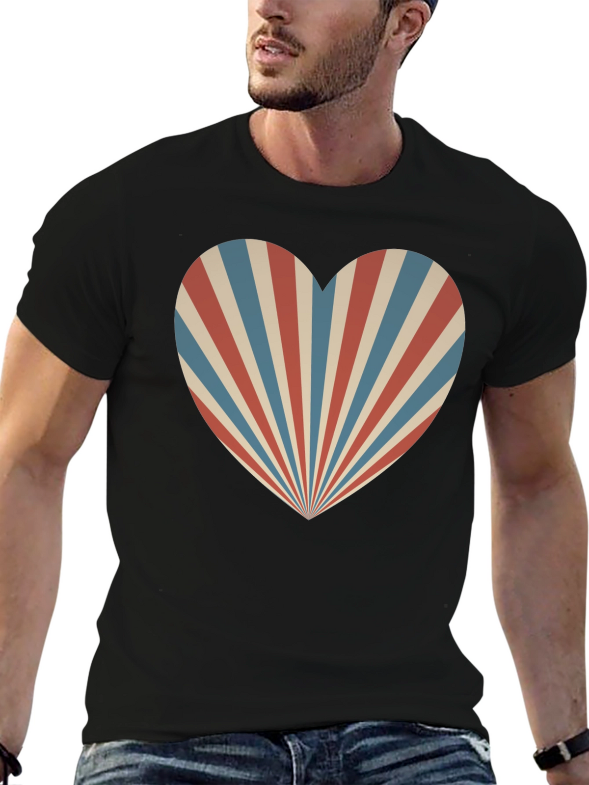 Retro Heart Ray Graphic Tee - Stylish Comfort