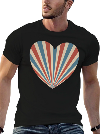 Retro Heart Ray Graphic Tee - Stylish Comfort