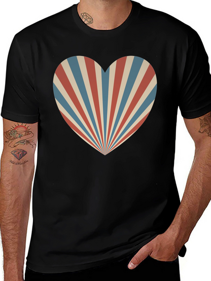 Retro Heart Ray Graphic Tee - Stylish Comfort