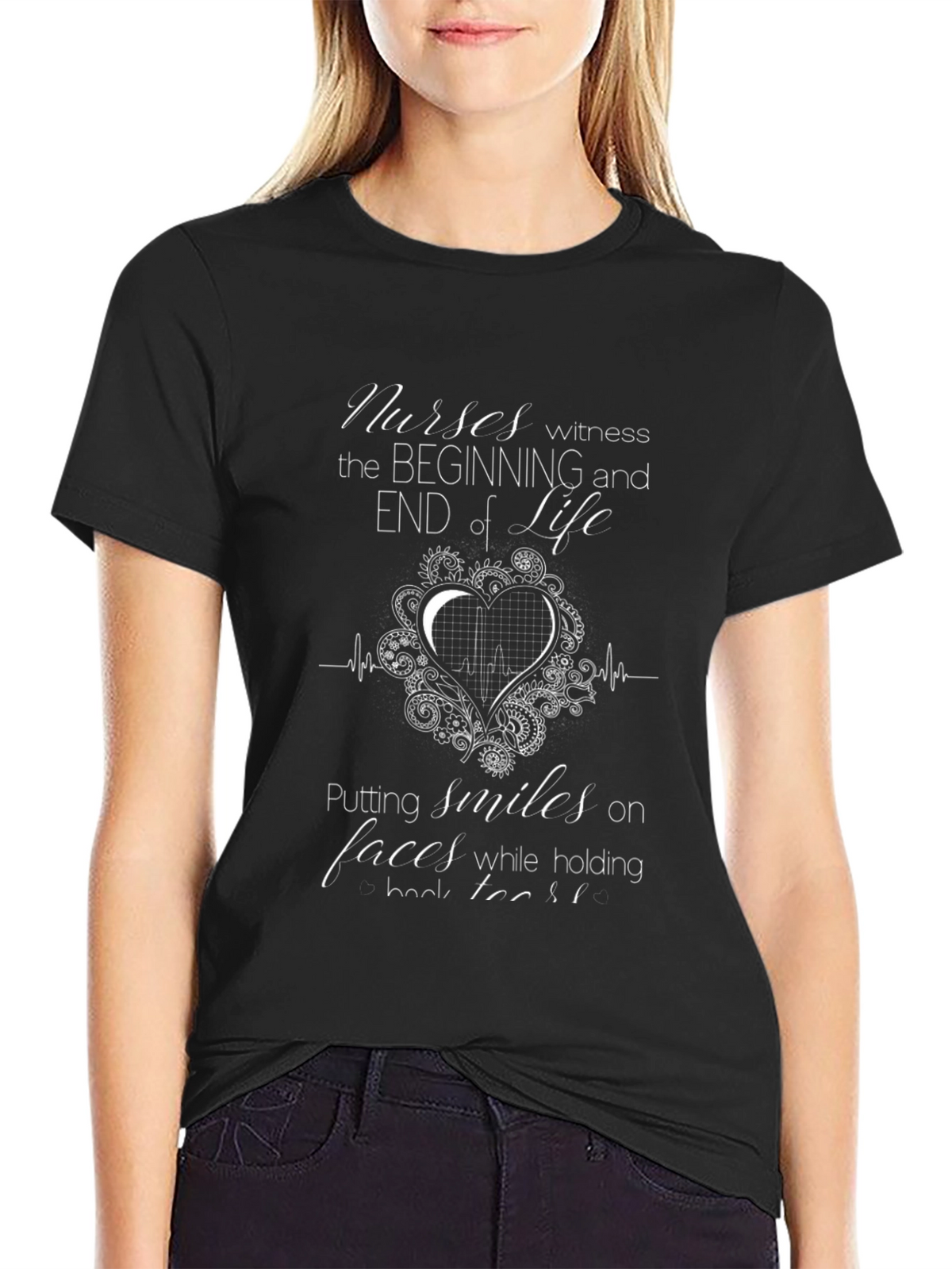 Nurses Beginning and End of Life Black T-Shirt