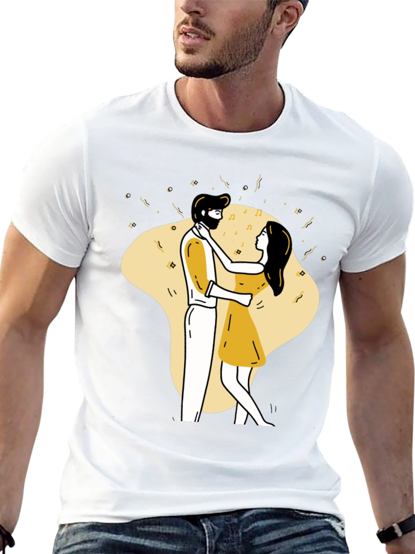 Dancing Couple Graphic Tee - Black Unisex T-Shirt