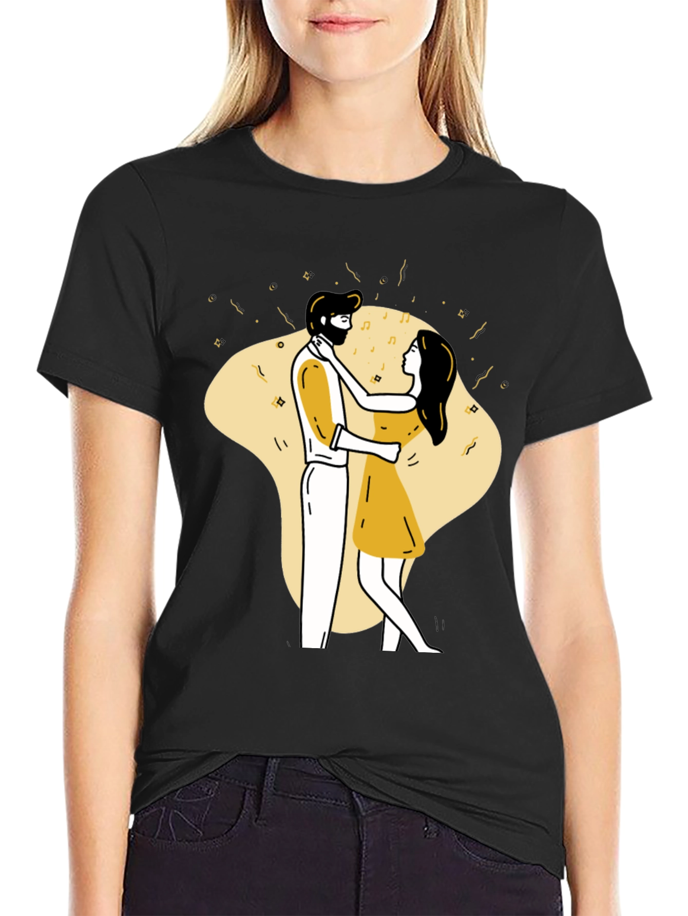 Dancing Couple Graphic Tee - Black Unisex T-Shirt
