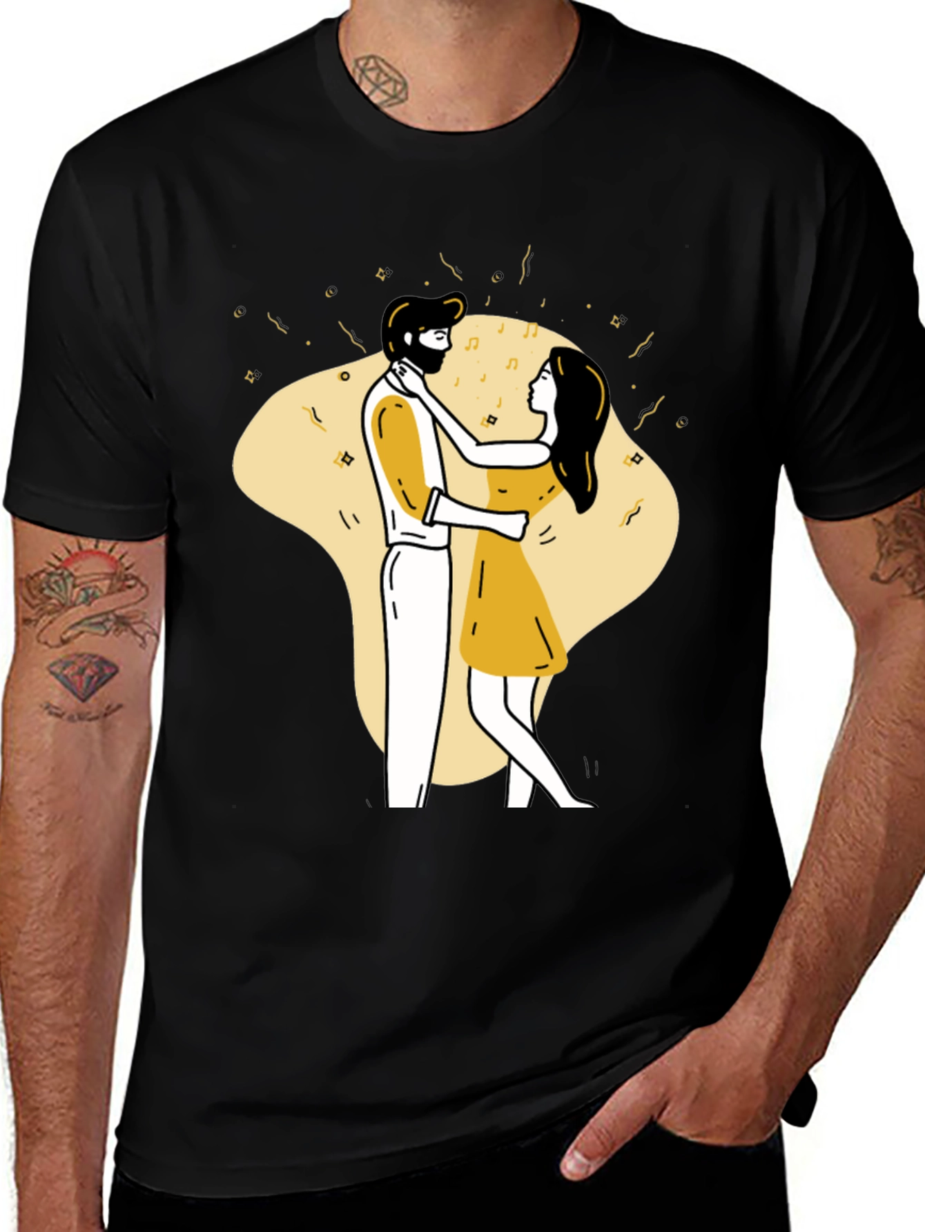 Dancing Couple Graphic Tee - Black Unisex T-Shirt