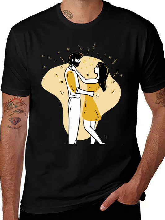Dancing Couple Graphic Tee - Black Unisex T-Shirt