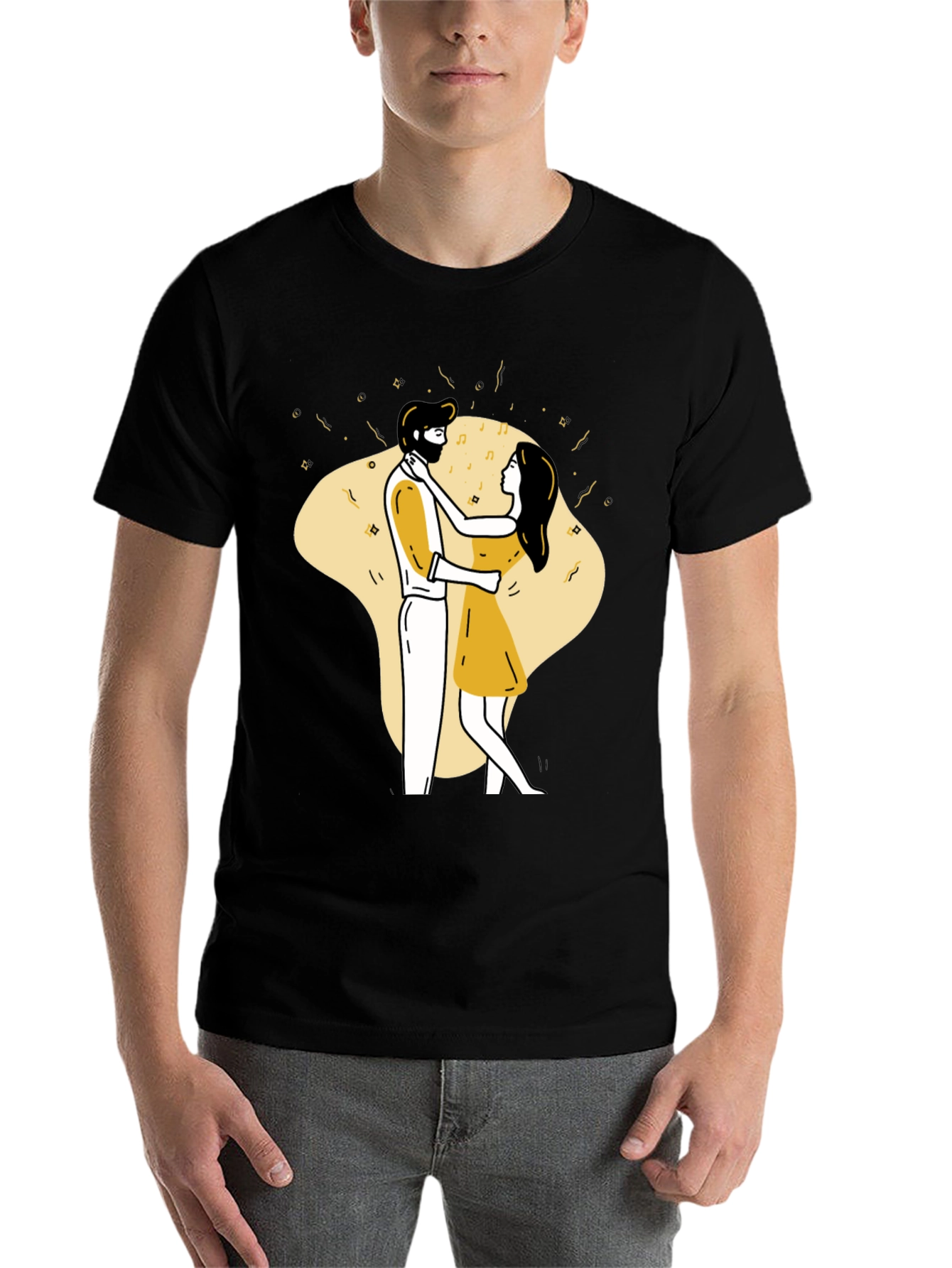 Dancing Couple Graphic Tee - Black Unisex T-Shirt