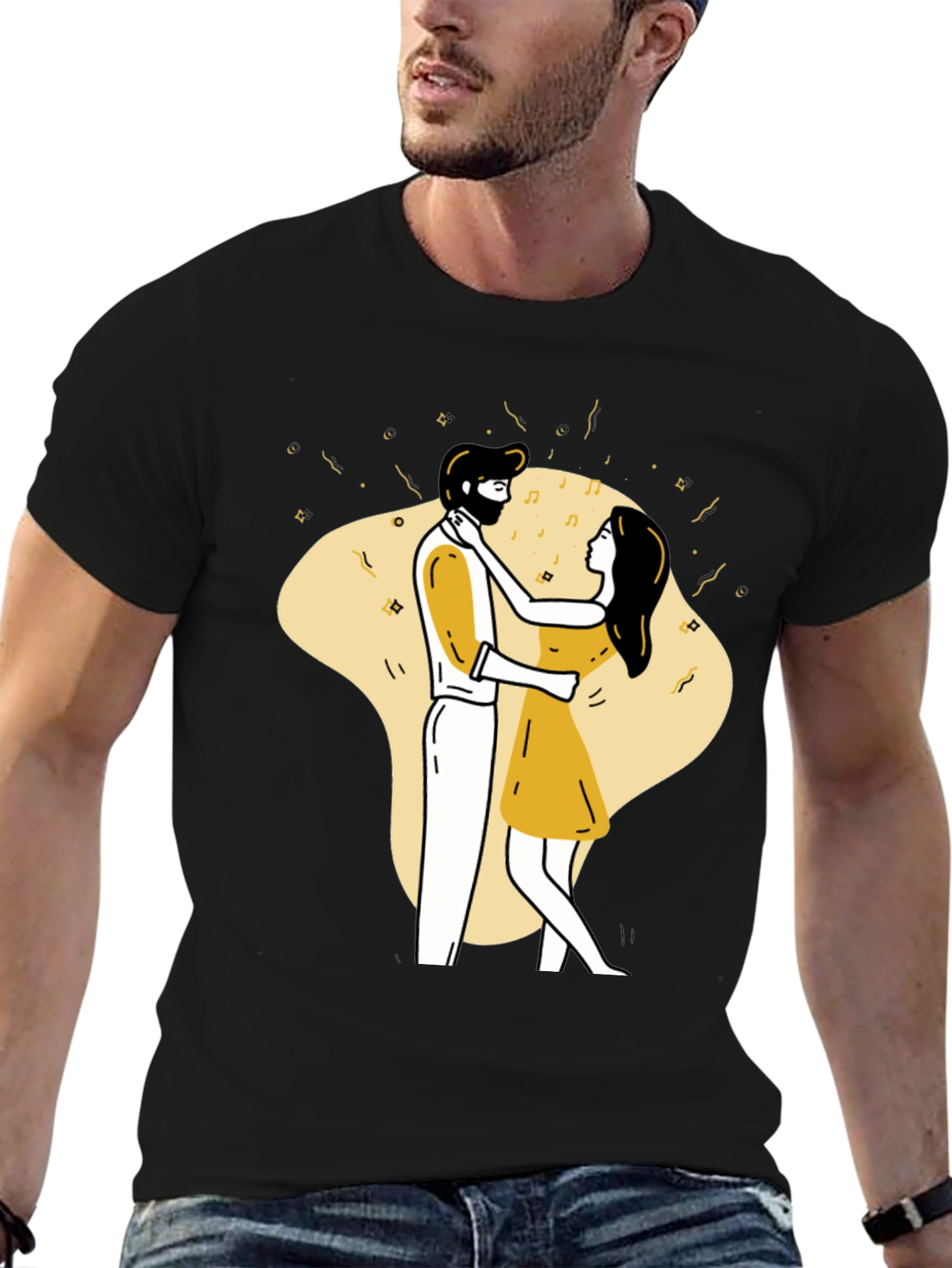 Dancing Couple Graphic Tee - Black Unisex T-Shirt