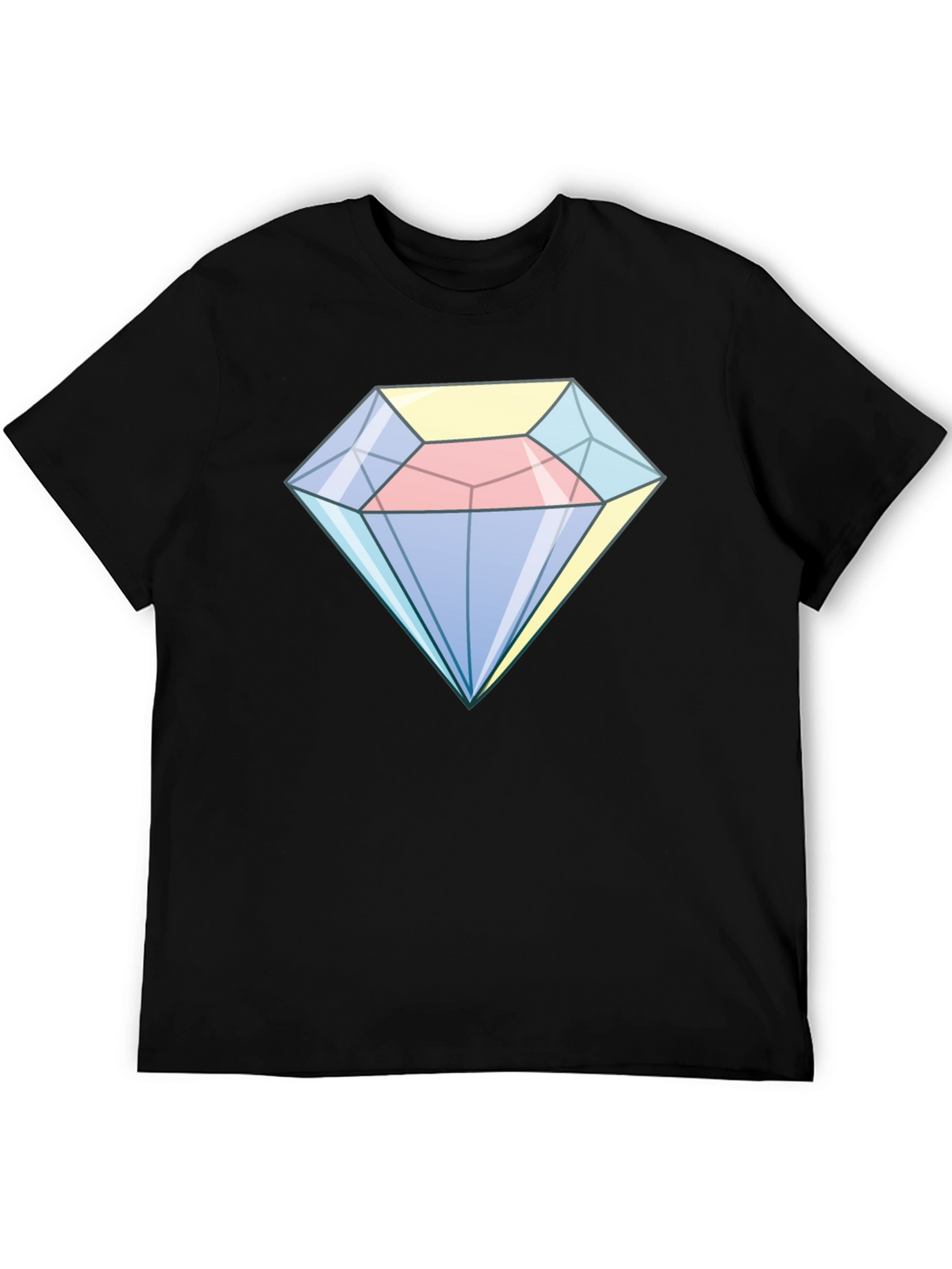 Cartoon Diamond Graphic Tee - Black Cotton Casual Shirt