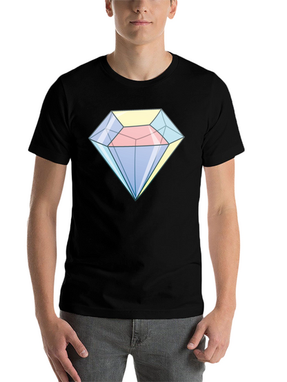 Cartoon Diamond Graphic Tee - Black Cotton Casual Shirt