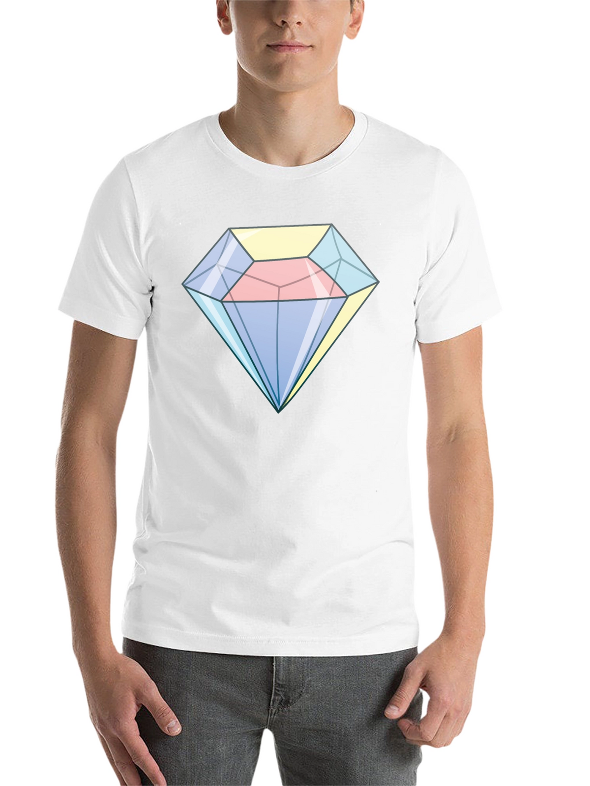 Cartoon Diamond Graphic Tee - Black Cotton Casual Shirt