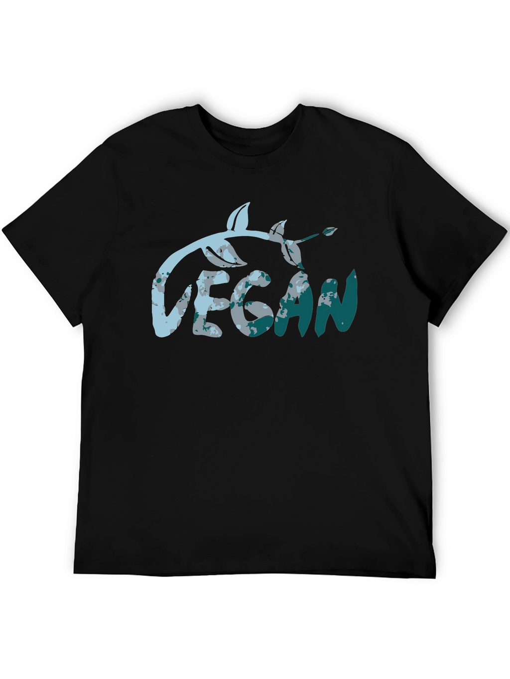 Vegan Leaf Graphic Tee - Black