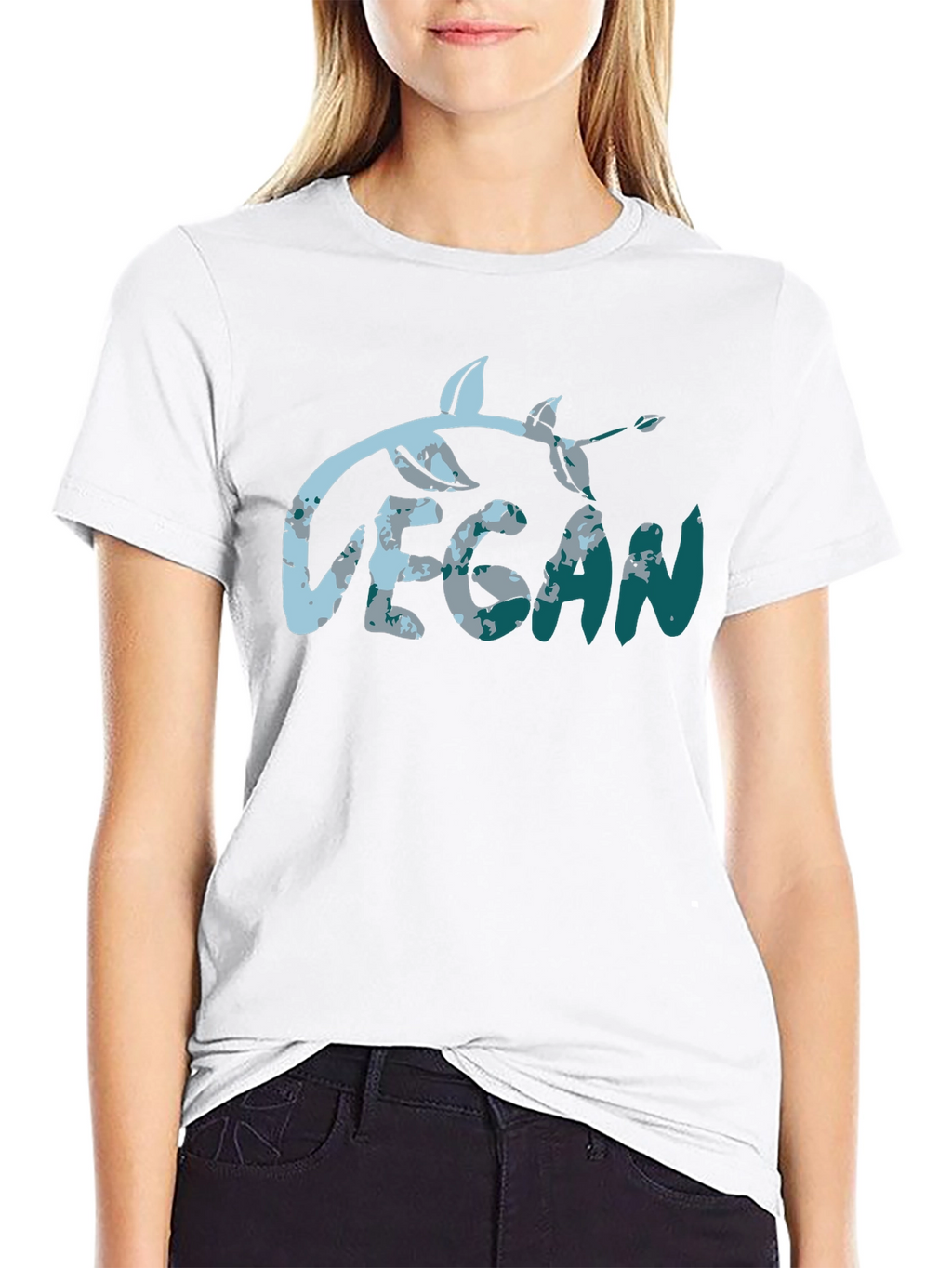 Vegan Leaf Graphic Tee - Black