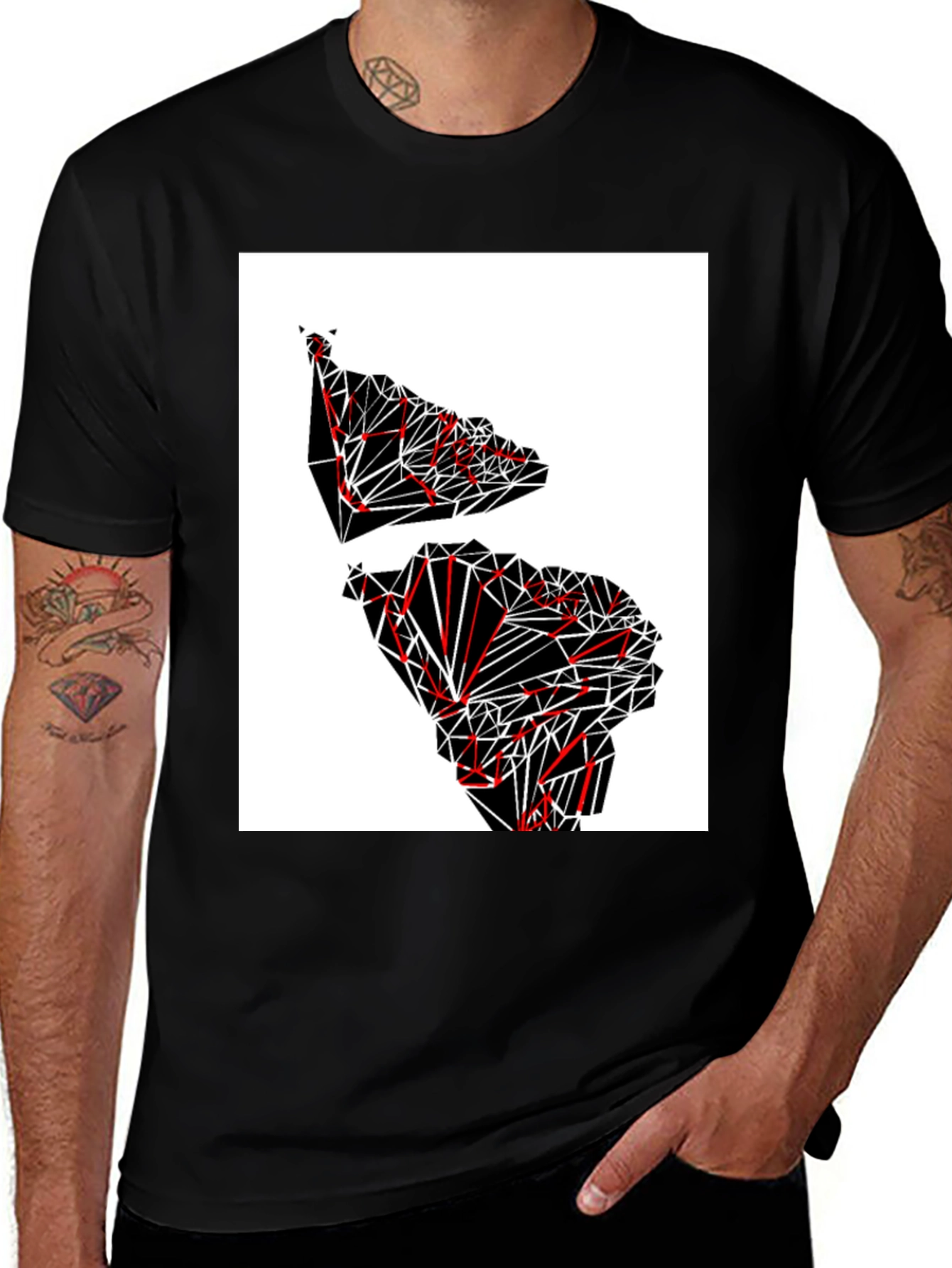 Geometric Continent Graphic Tee - Black