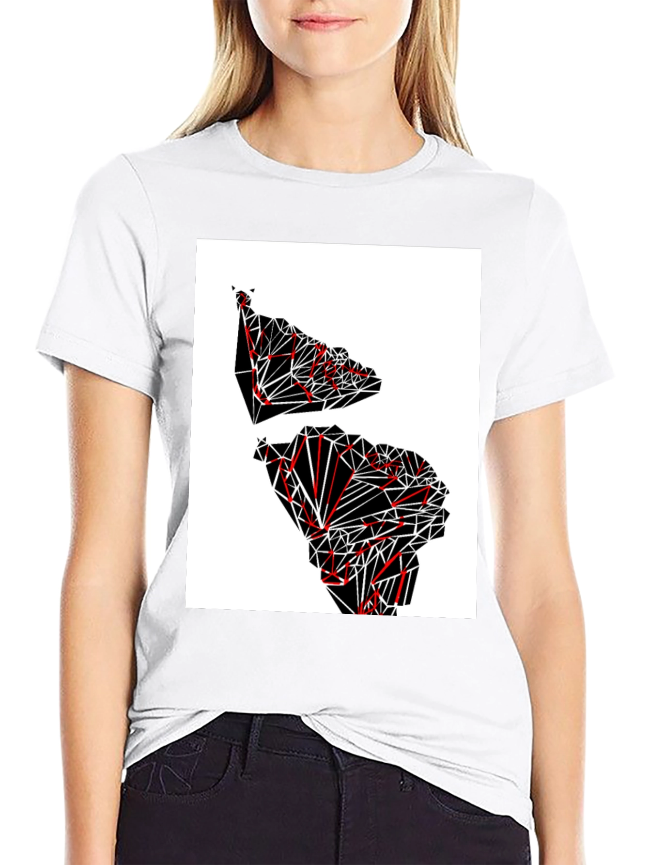Geometric Continent Graphic Tee - Black