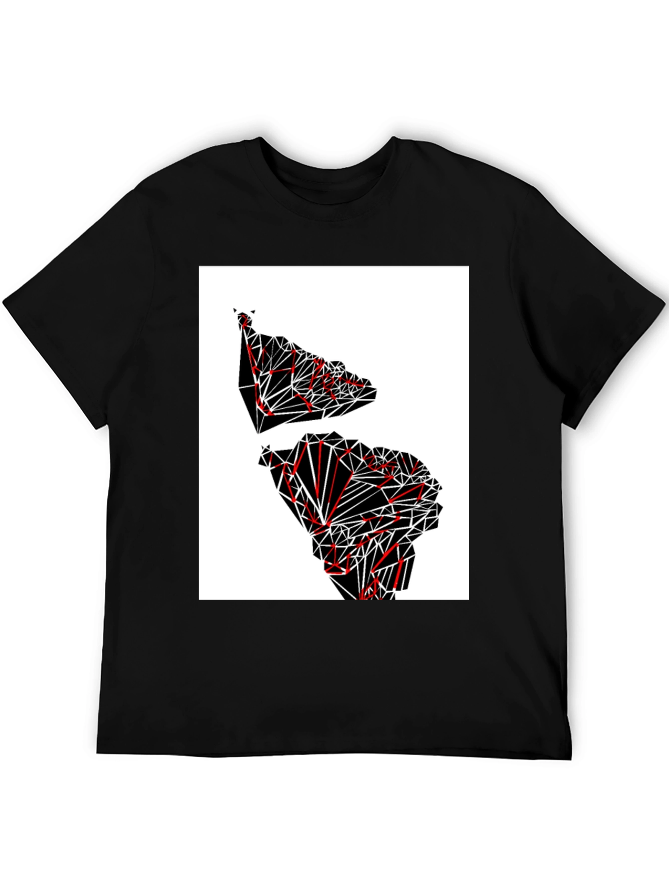 Geometric Continent Graphic Tee - Black
