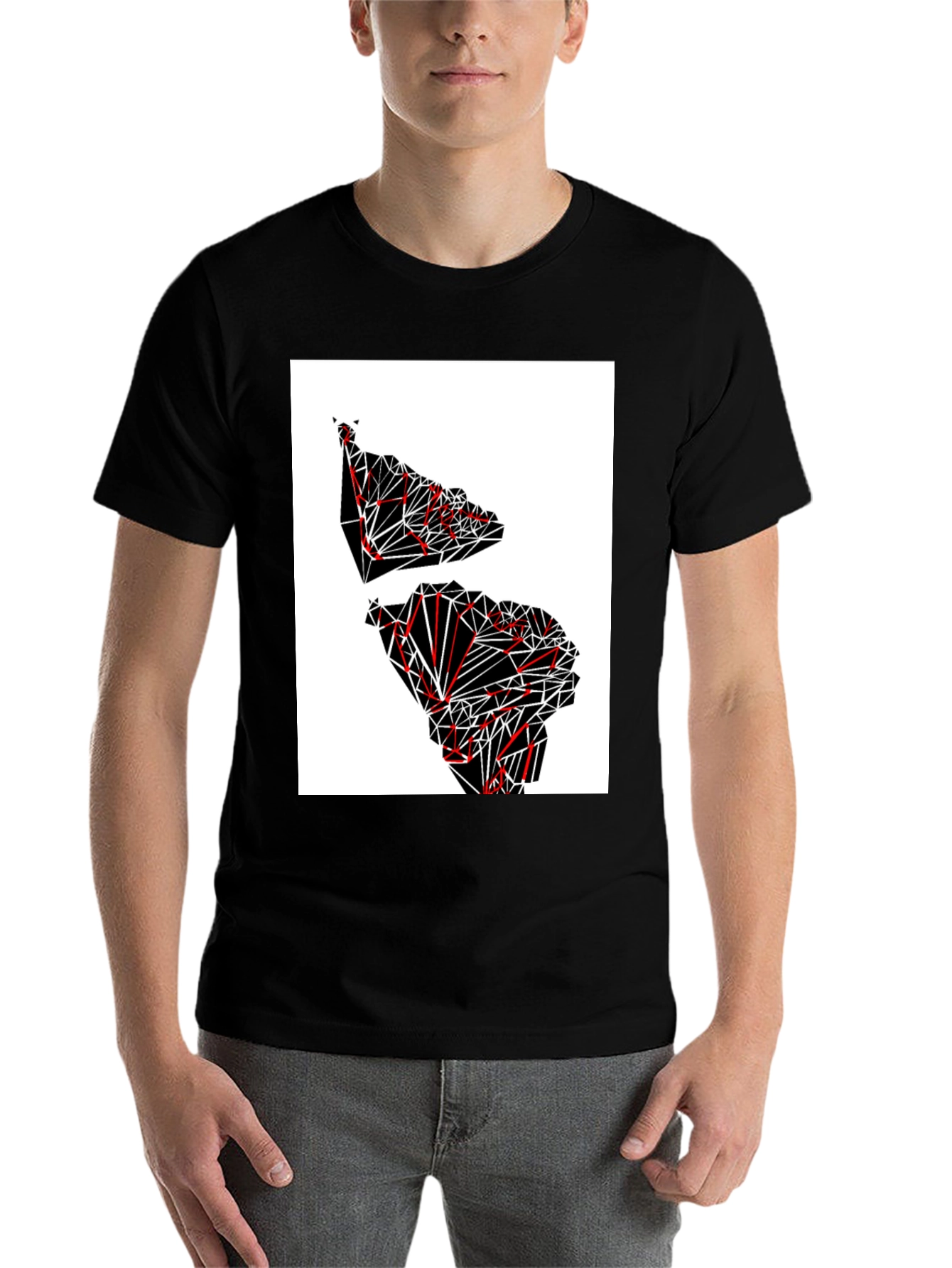 Geometric Continent Graphic Tee - Black