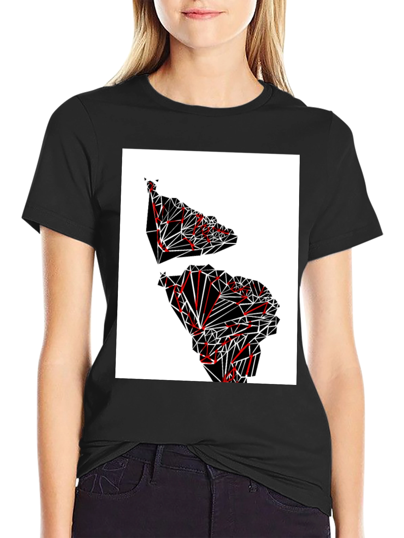 Geometric Continent Graphic Tee - Black