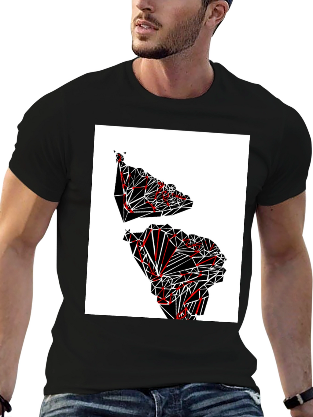 Geometric Continent Graphic Tee - Black