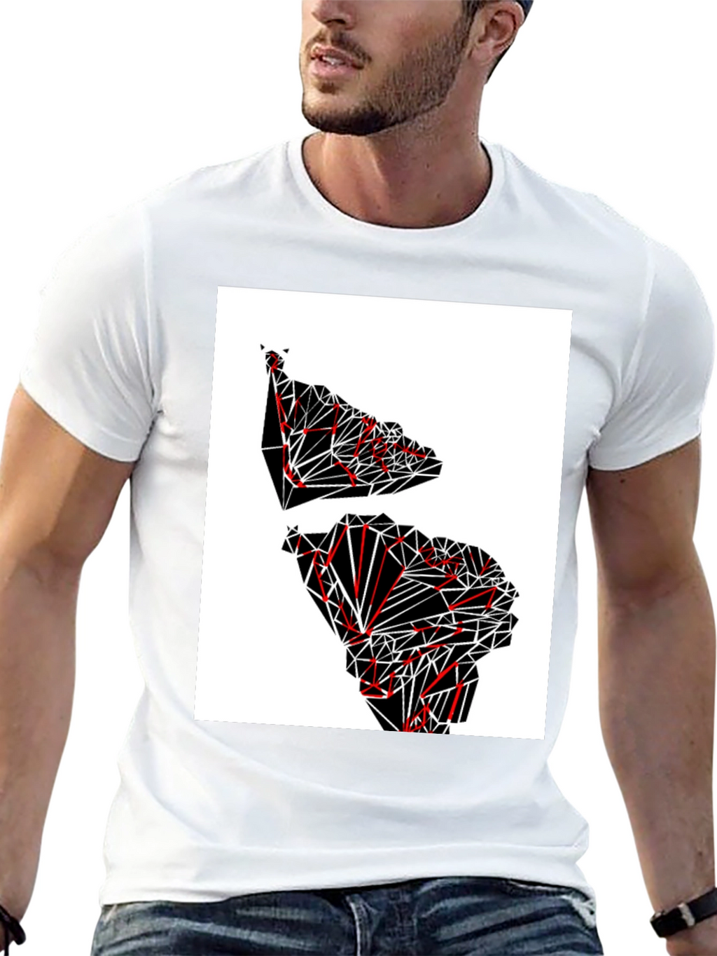 Geometric Continent Graphic Tee - Black