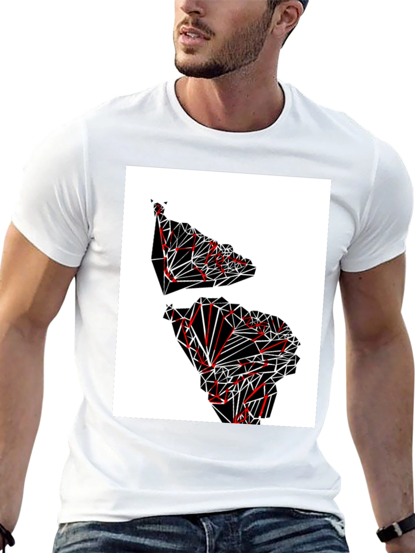 Geometric Continent Graphic Tee - Black