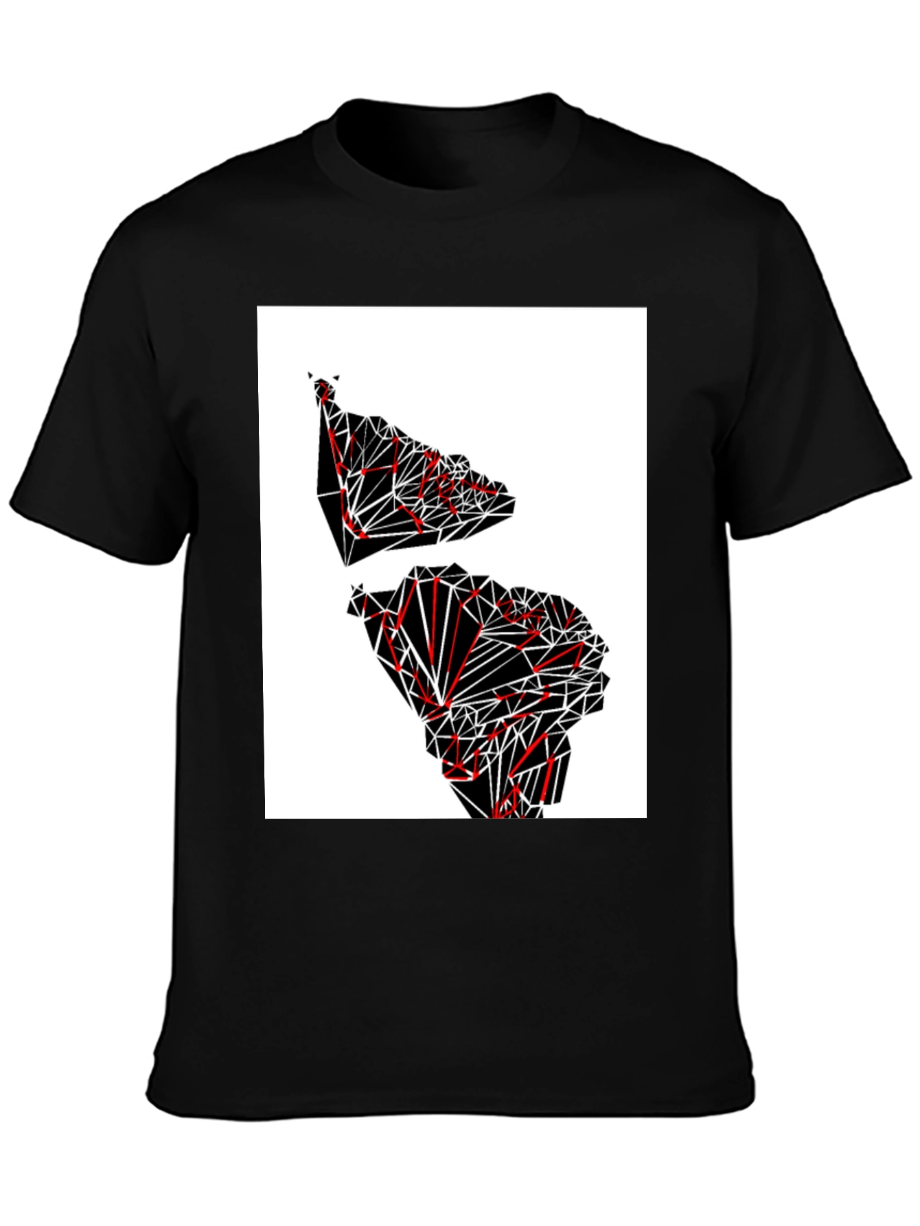Geometric Continent Graphic Tee - Black