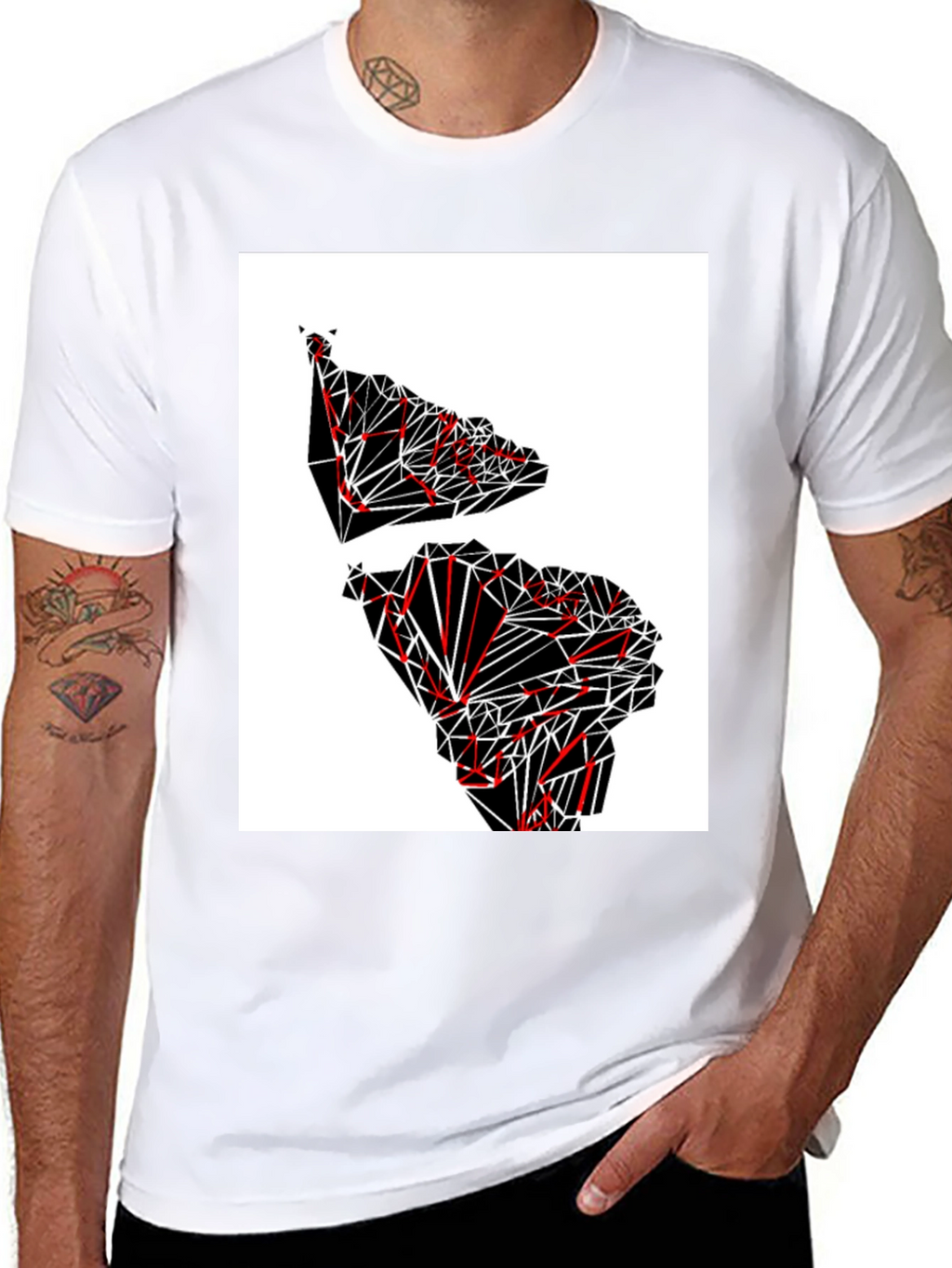 Geometric Continent Graphic Tee - Black