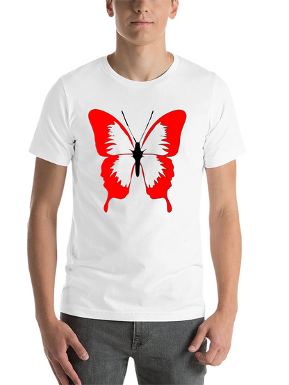 Butterfly Graphic Black T-Shirt - Bold Red Design
