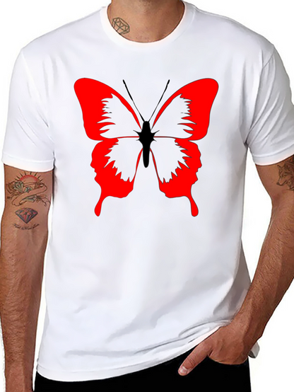 Butterfly Graphic Black T-Shirt - Bold Red Design