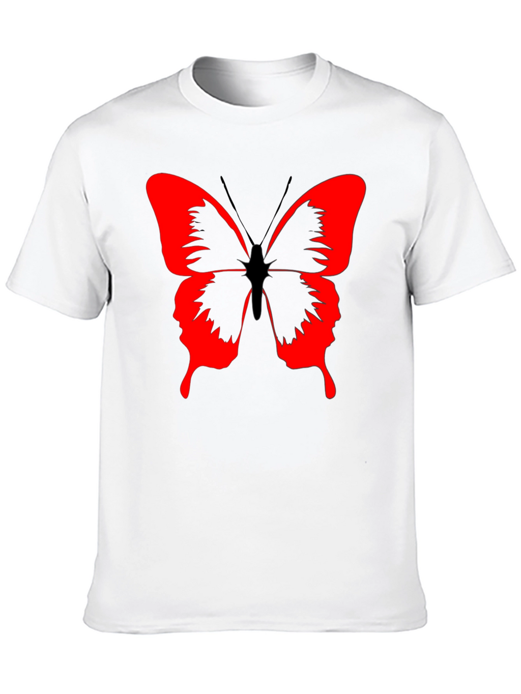 Butterfly Graphic Black T-Shirt - Bold Red Design