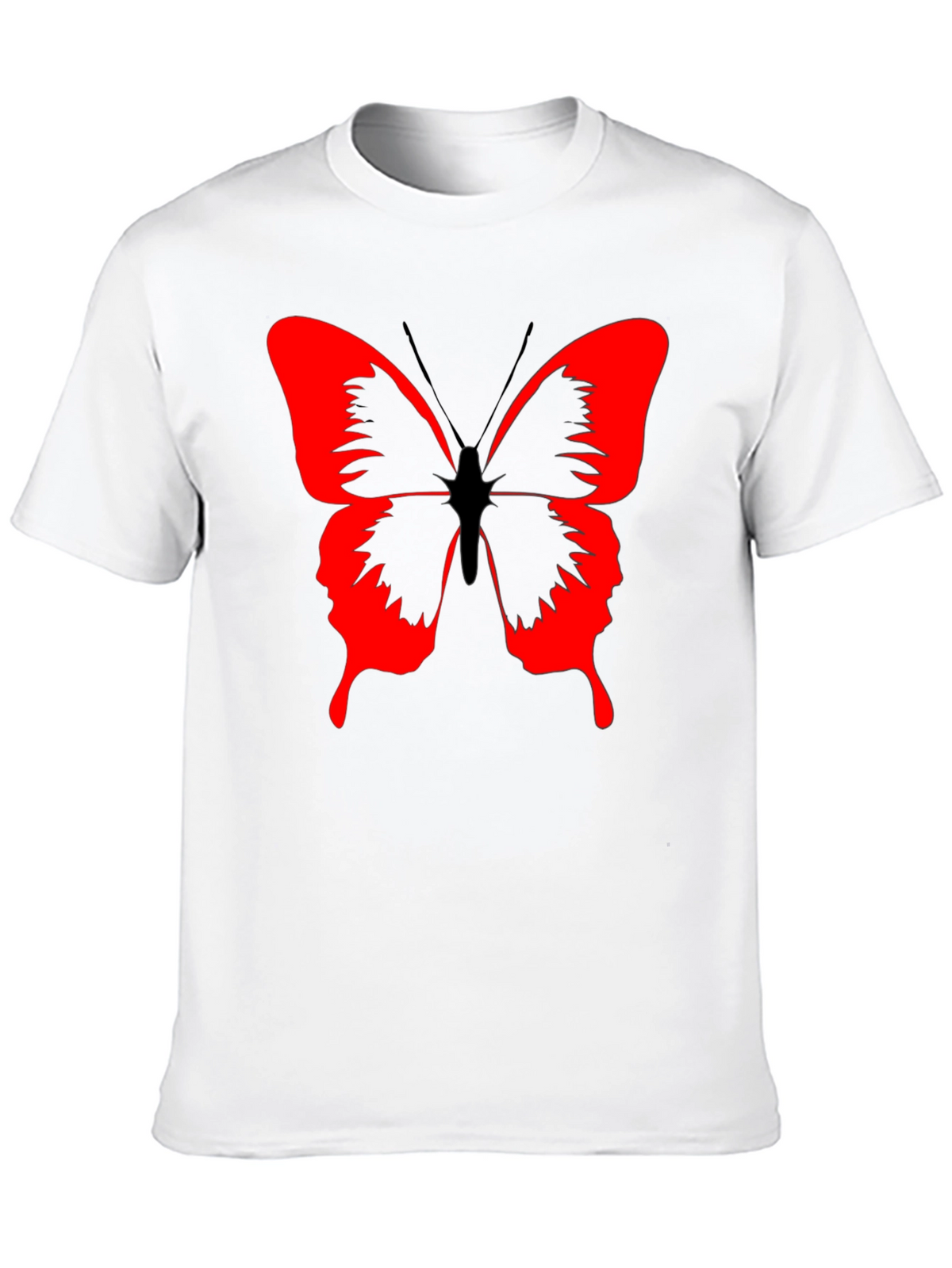 Butterfly Graphic Black T-Shirt - Bold Red Design