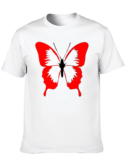 Butterfly Graphic Black T-Shirt - Bold Red Design