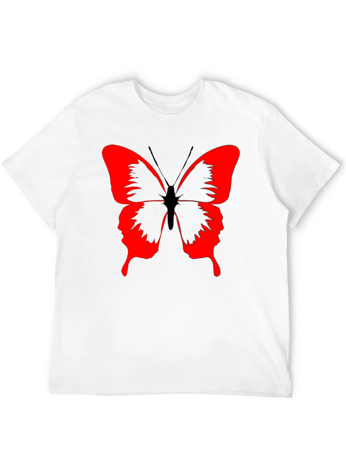 Butterfly Graphic Black T-Shirt - Bold Red Design