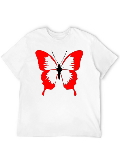 Butterfly Graphic Black T-Shirt - Bold Red Design