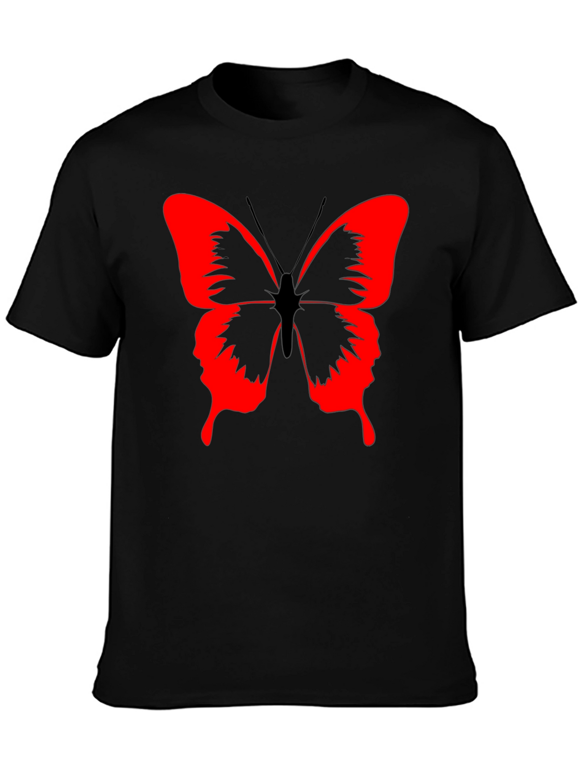 Butterfly Graphic Black T-Shirt - Bold Red Design