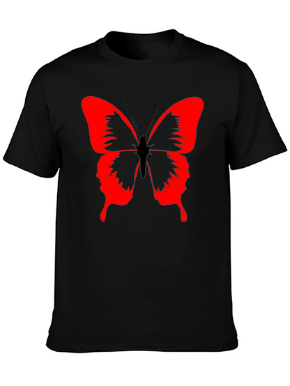 Butterfly Graphic Black T-Shirt - Bold Red Design
