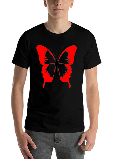 Butterfly Graphic Black T-Shirt - Bold Red Design