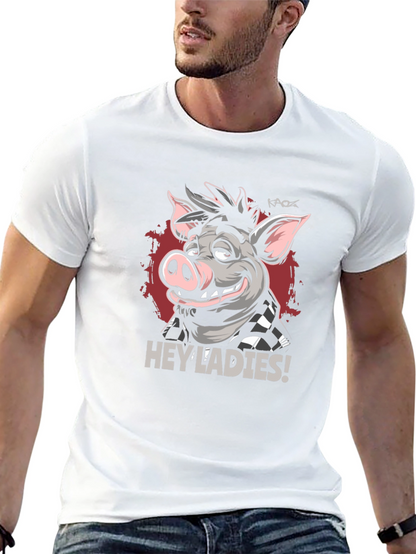 Hey Ladies Pig Graphic T-Shirt
