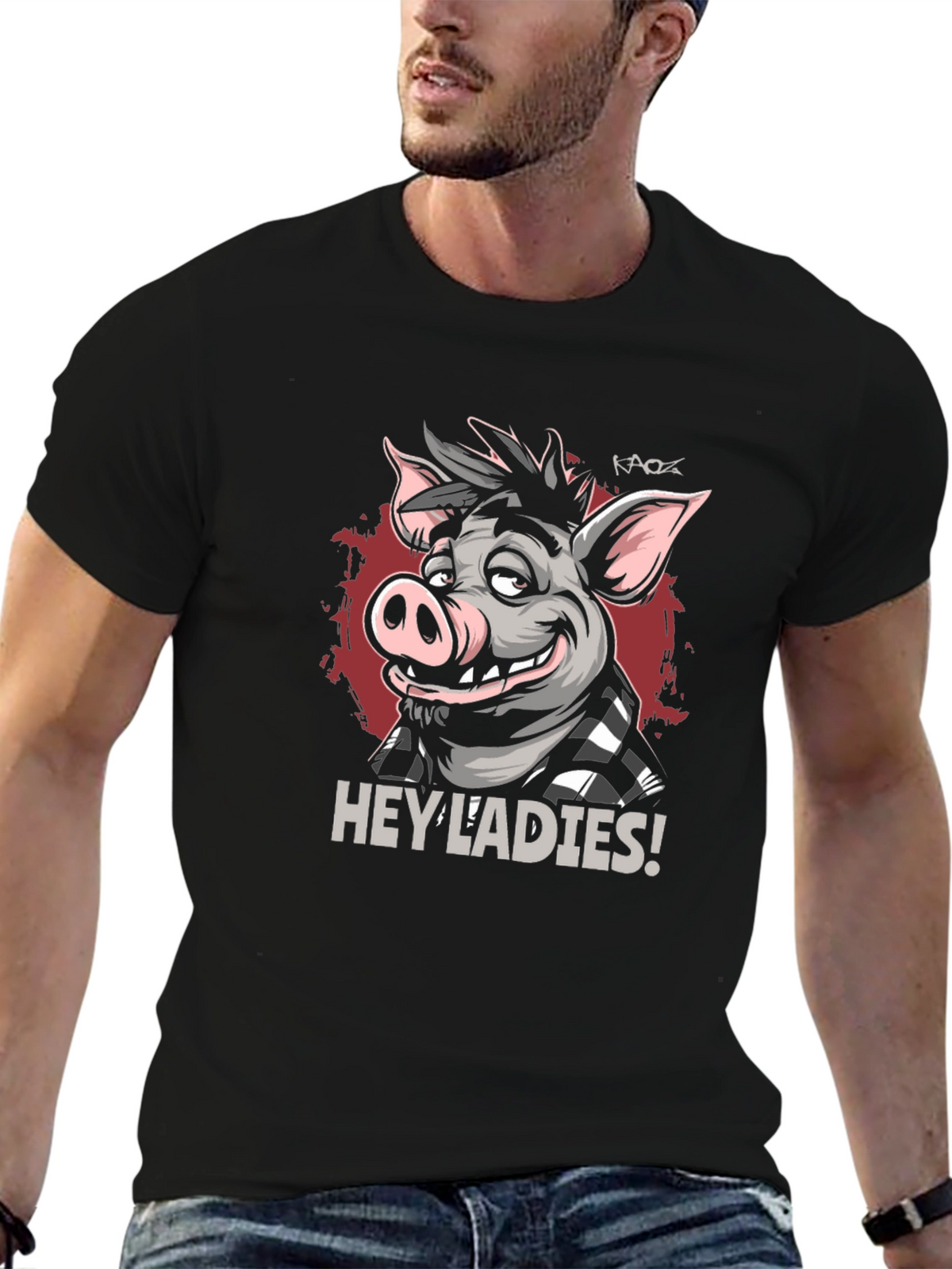 Hey Ladies Pig Graphic T-Shirt