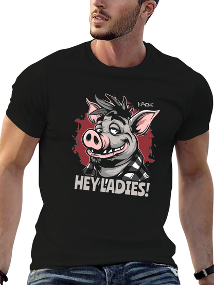 Hey Ladies Pig Graphic T-Shirt
