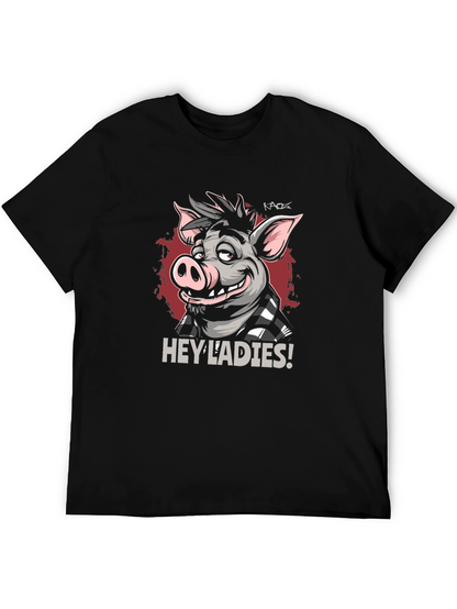 Hey Ladies Pig Graphic T-Shirt