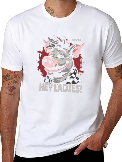 Hey Ladies Pig Graphic T-Shirt