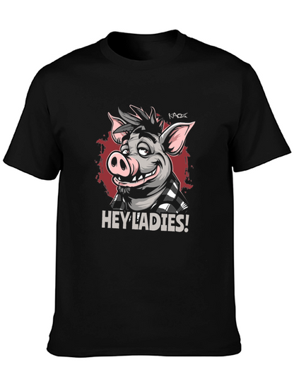 Hey Ladies Pig Graphic T-Shirt