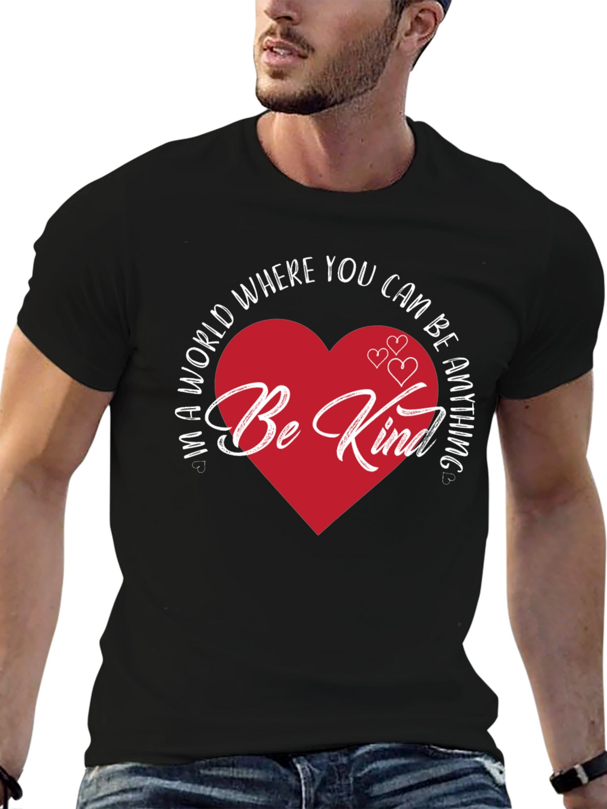 Be Kind Heart Graphic Tee - Black