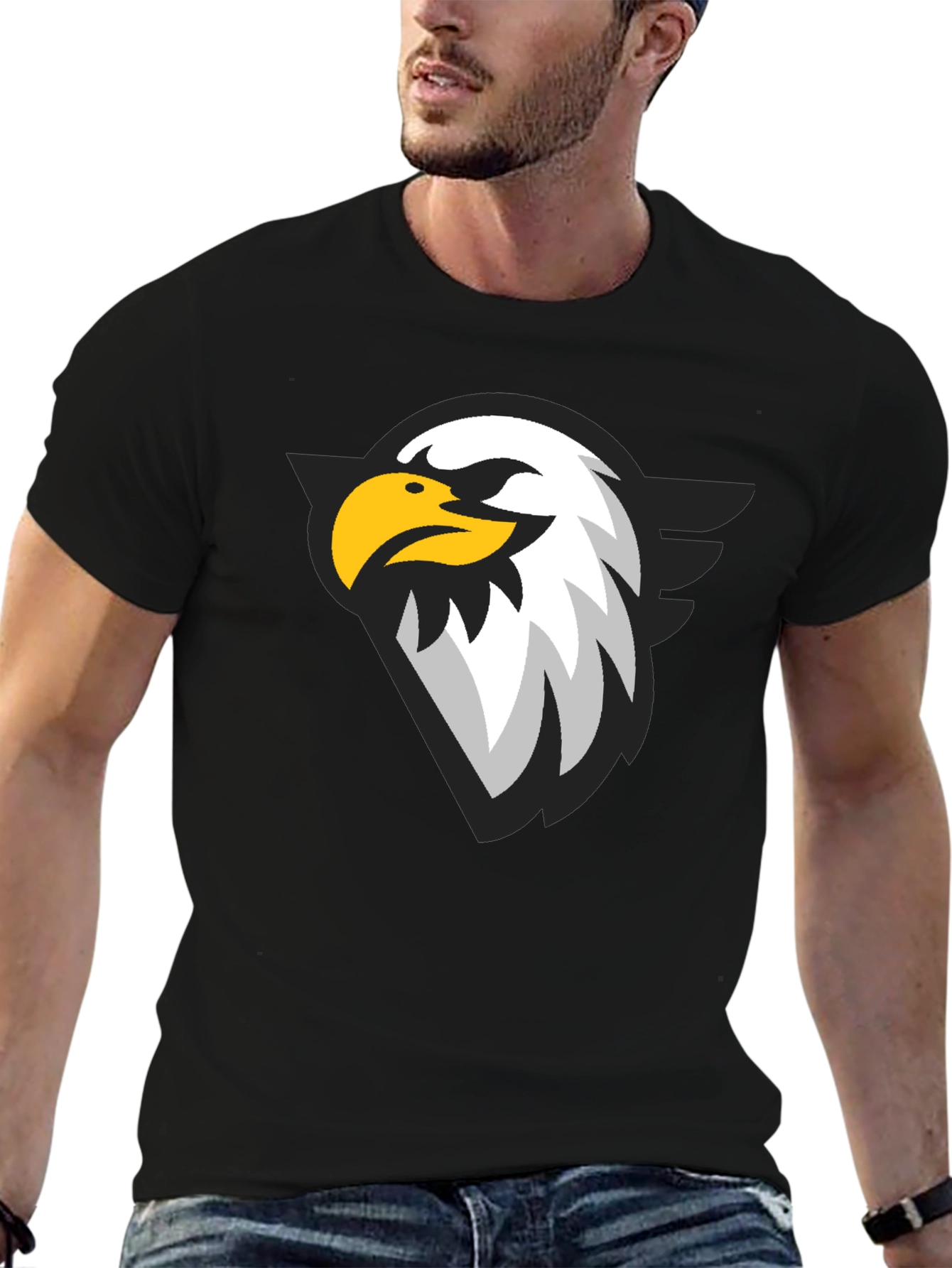 Black T-Shirt with Eagle Graphic Print
