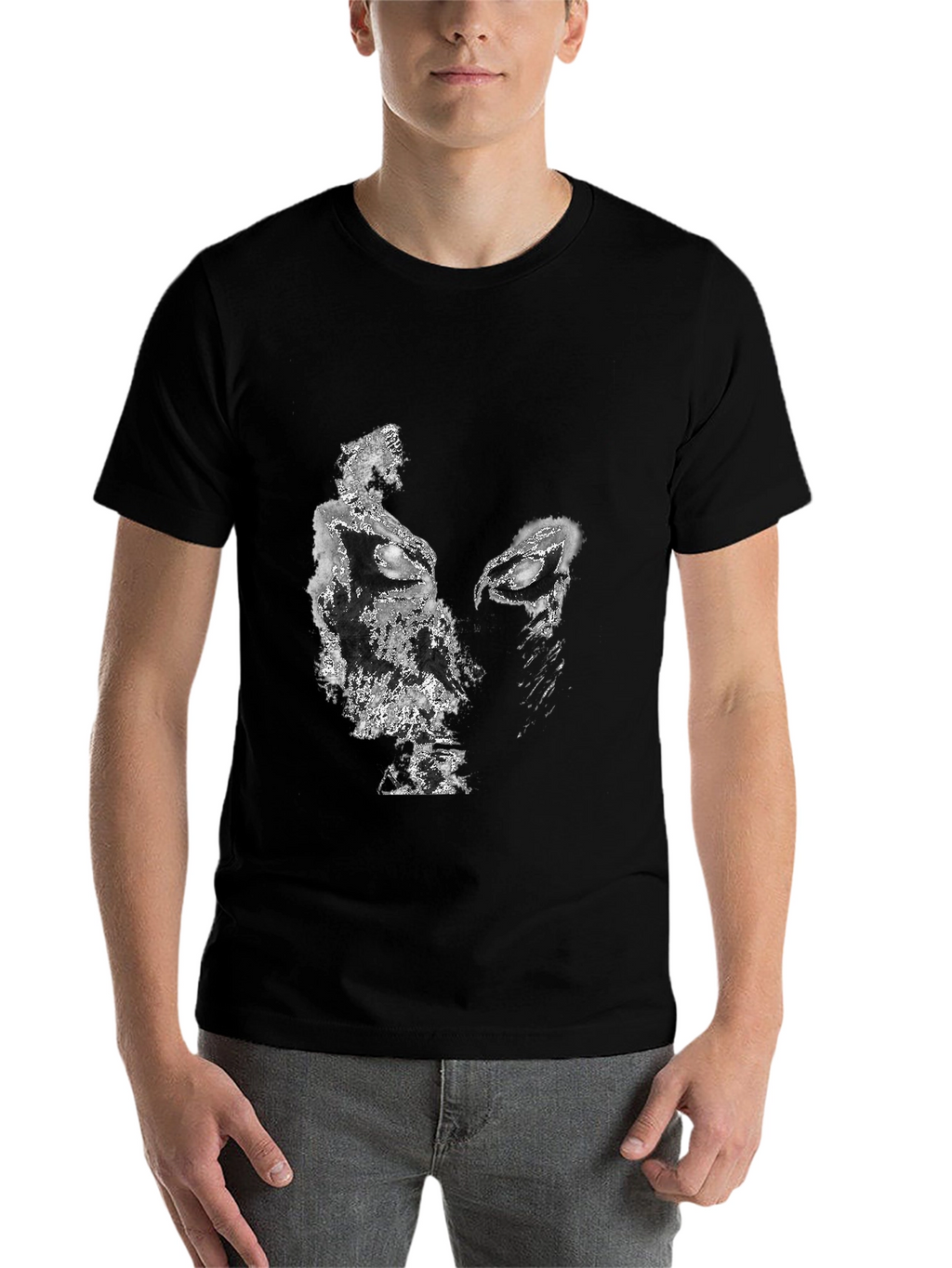 Abstract Face Graphic Black T-Shirt