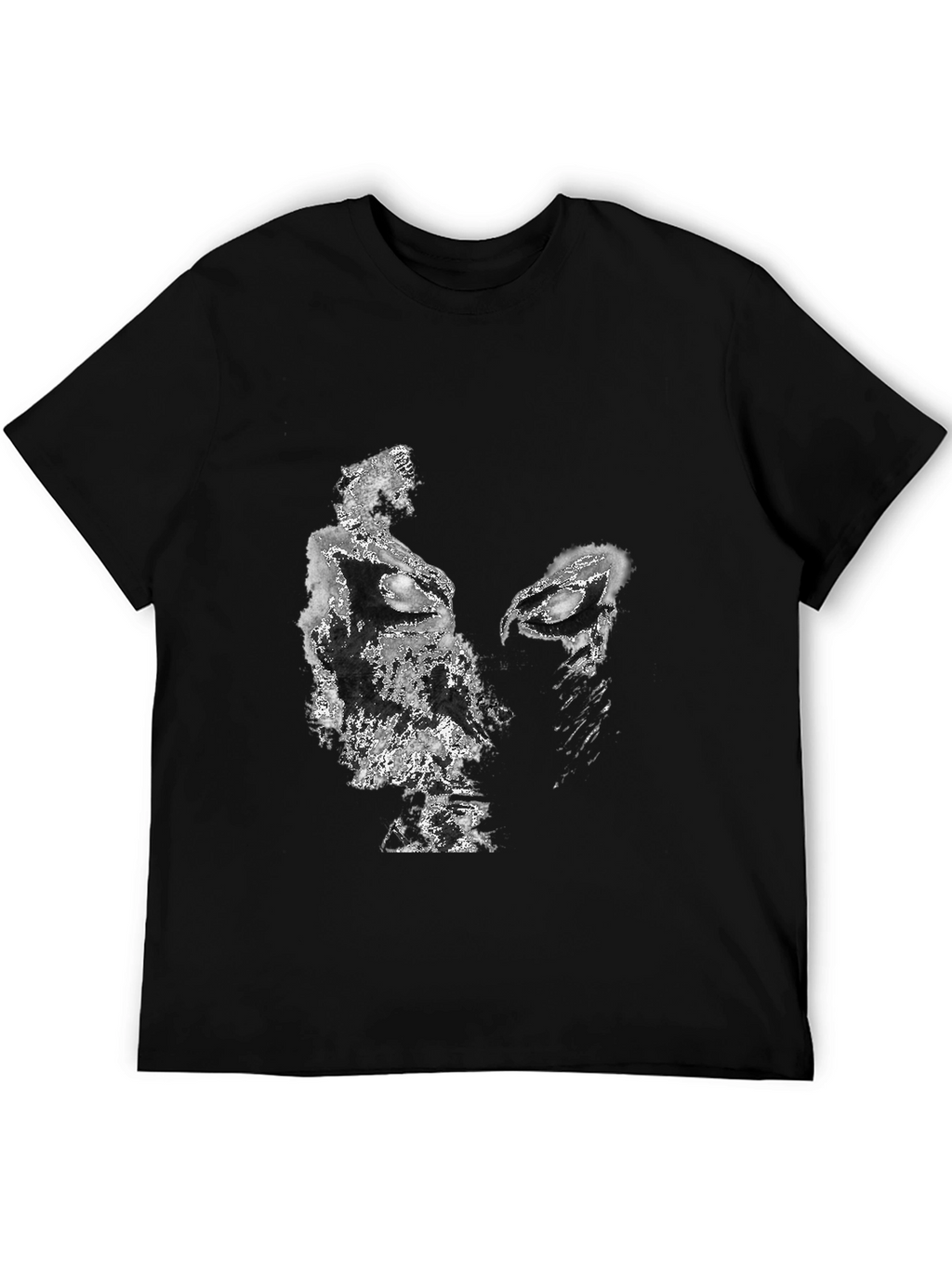 Abstract Face Graphic Black T-Shirt