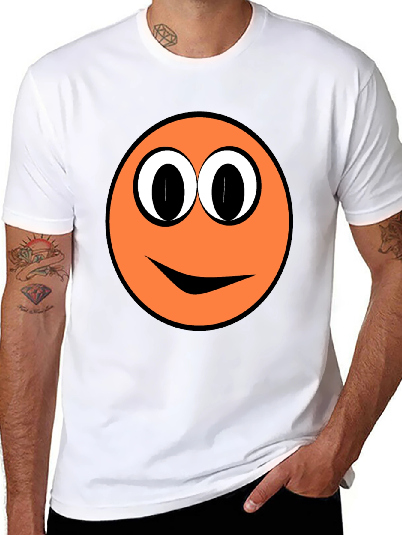 Funny Orange Smiley Face Graphic T-Shirt