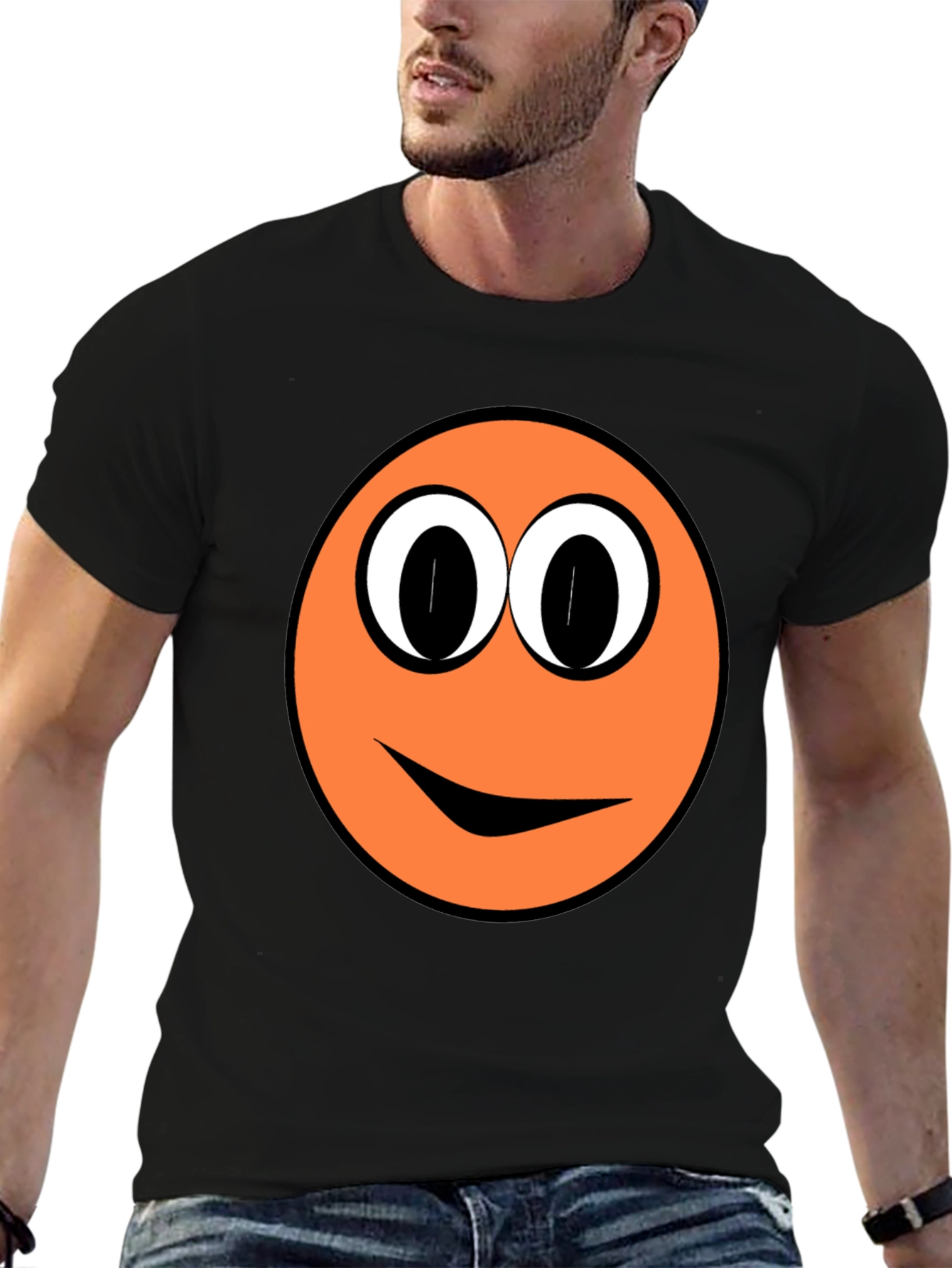 Funny Orange Smiley Face Graphic T-Shirt